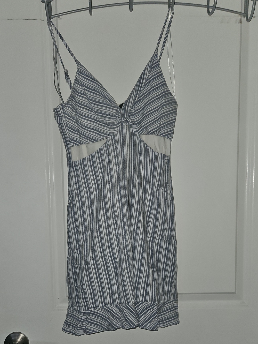 Blue and White Striped Women's Slip Dress SMALL